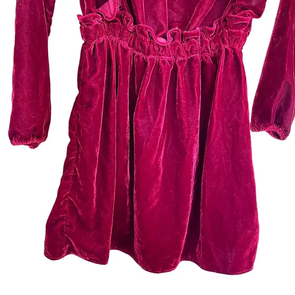 Louis Louise girls burgundy velvet long sleeve dress size 8